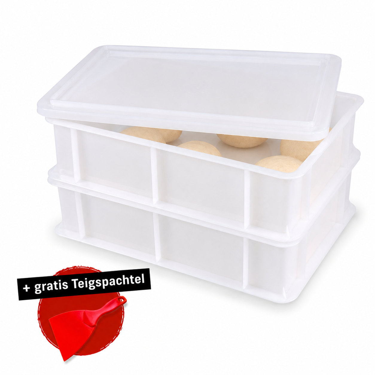 2 Pizza ball Box with 1 Lid -  30 x 40 x 10 cm