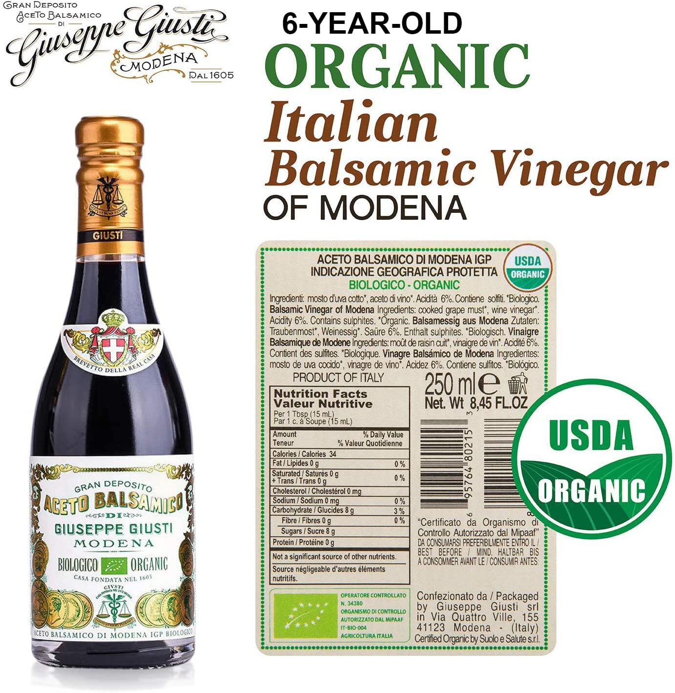Giusti Biologico BIO Aceto Balsamico di Modena IGP - 250 ml