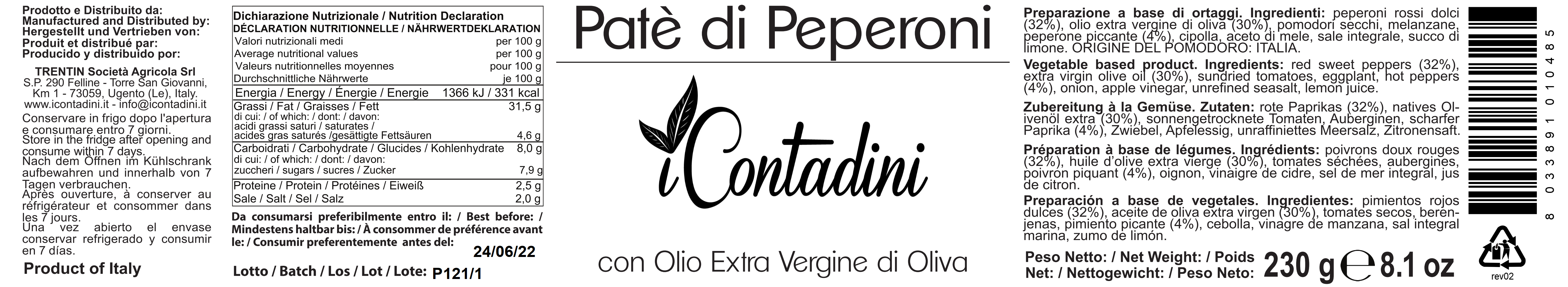 iContadini Patè di Peperoni - Peperoni-Paste 230g